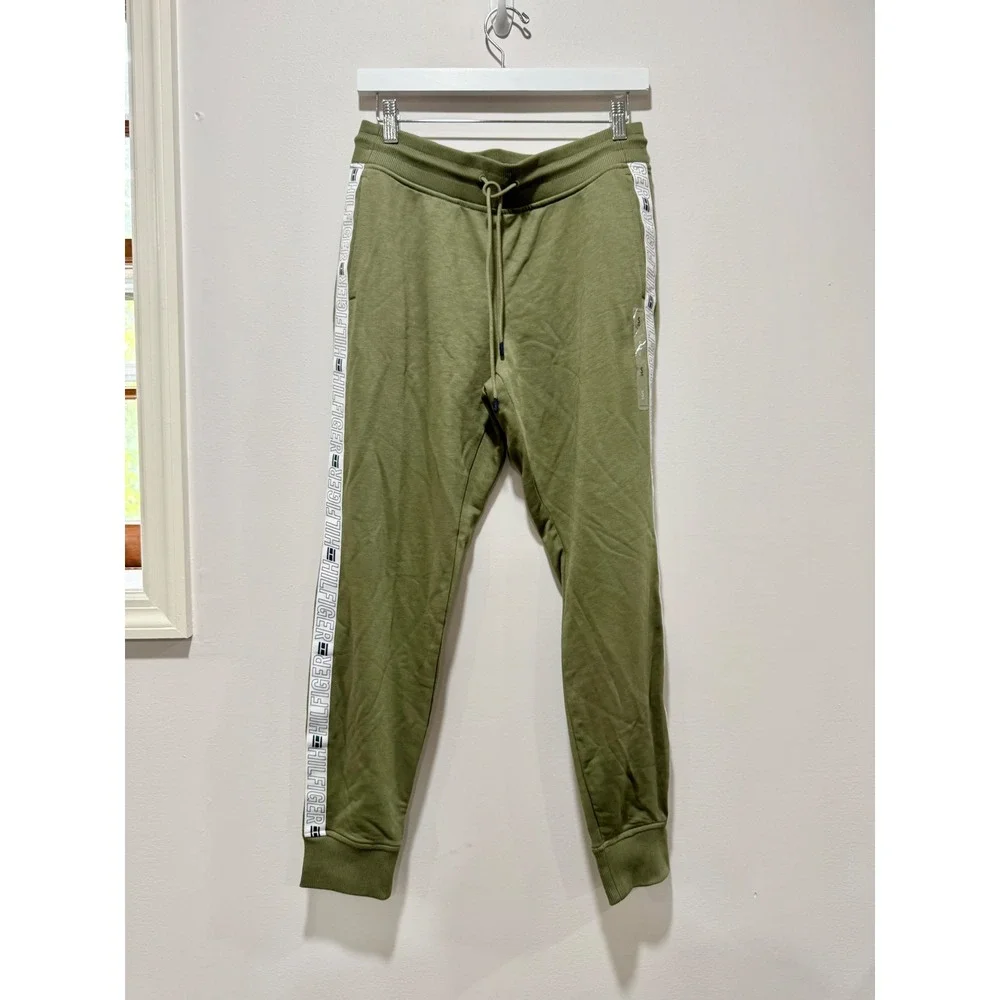 Tommy Hilfiger Sport Mens Olive Green Logo Tape Jogger Sweatpants Small NWT